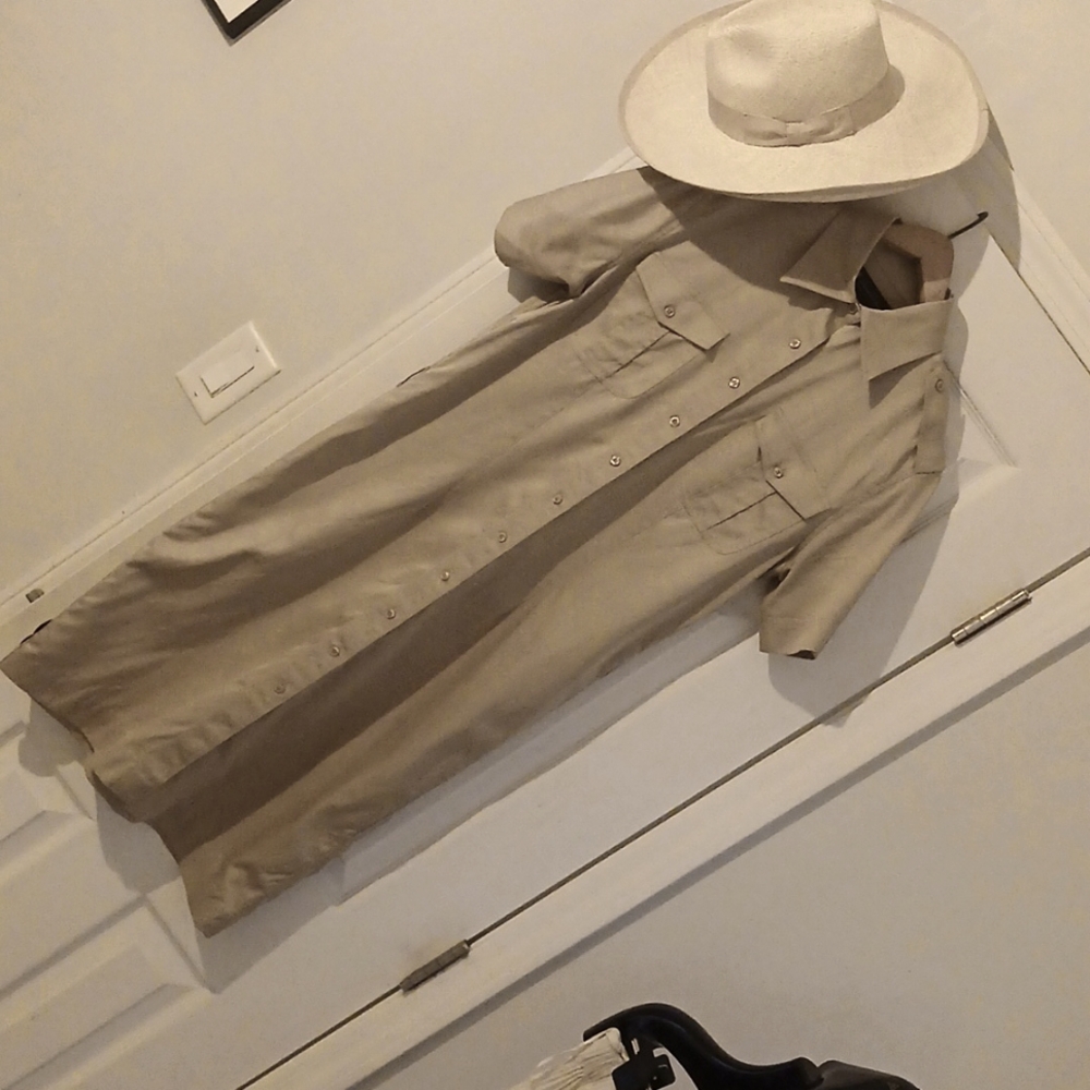 ❤️Brooks Brothers Cotton Khaki Safari Shirt Dress